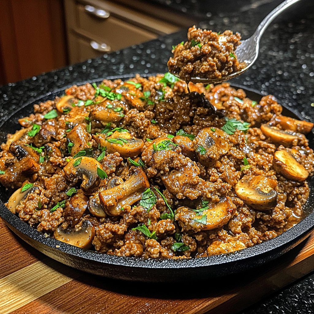 Ground Beef and Mushroom Skillet