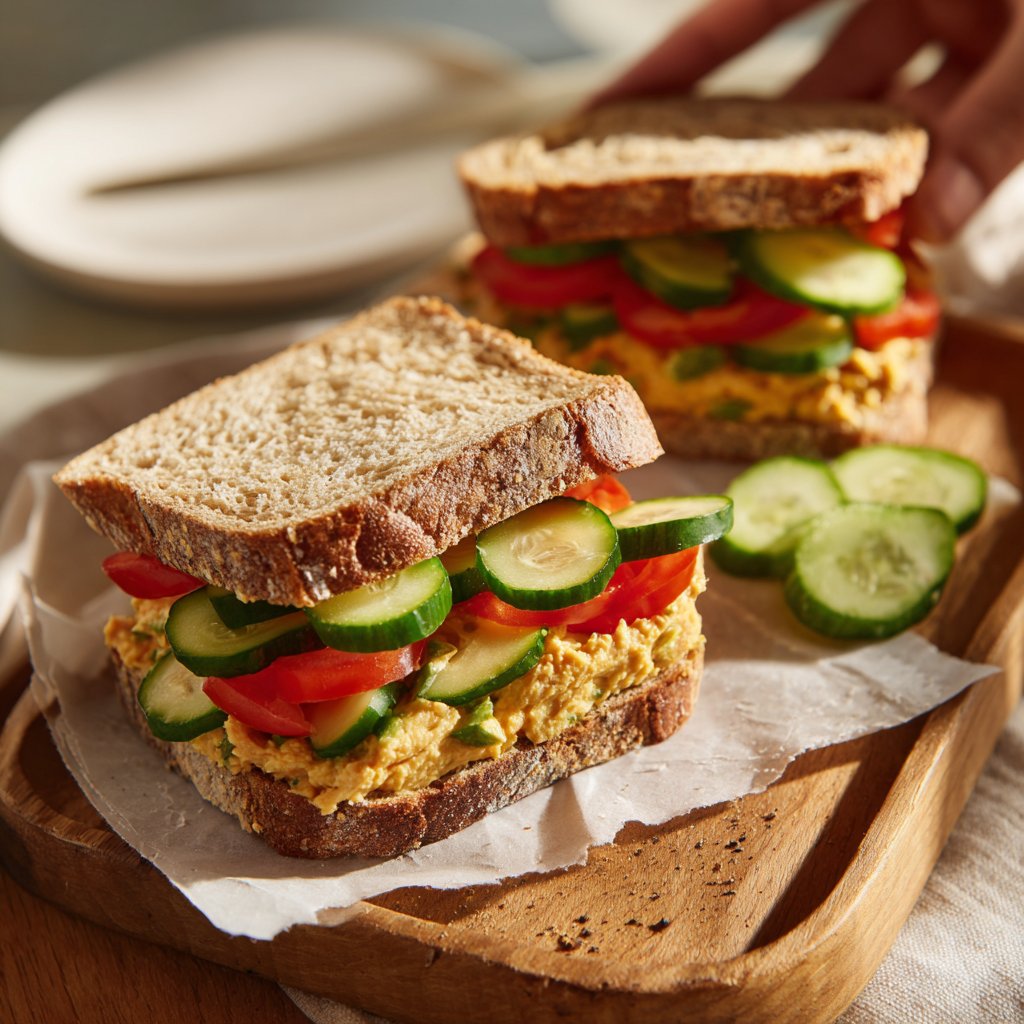 Healthy Lunch Hummus Veggie Sandwiches