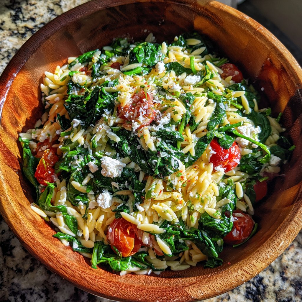 Healthy Lunch Spinach Orzo Salad