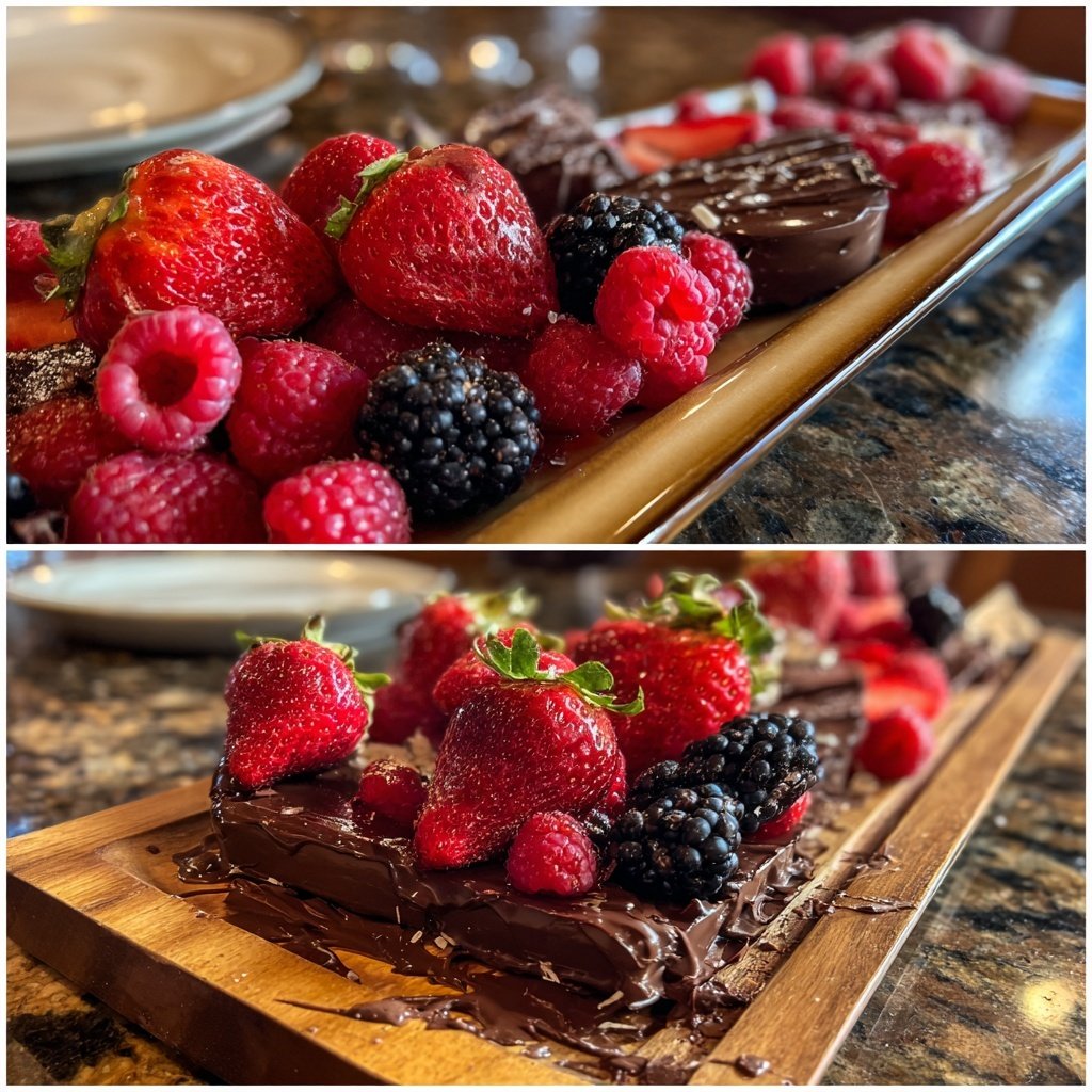 Valentines Charcuterie Board with Chocolate and Berries