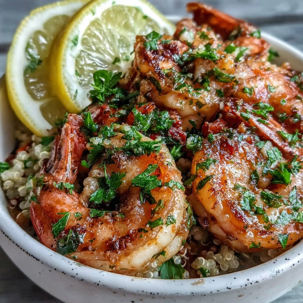Healthy Lemon Garlic Shrimp Bowl
