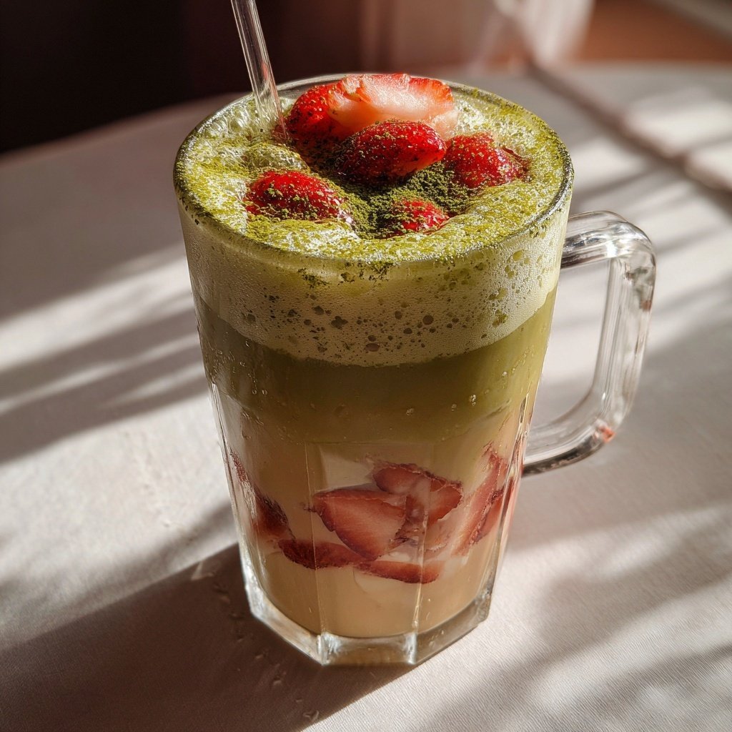 Strawberry Matcha Latte Iced