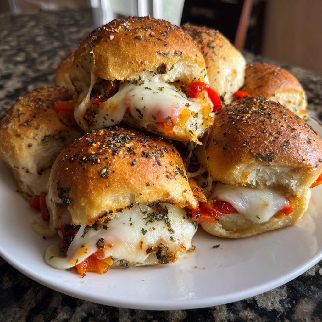 Easy Slider Roasted Pepper Mozzarella Sliders
