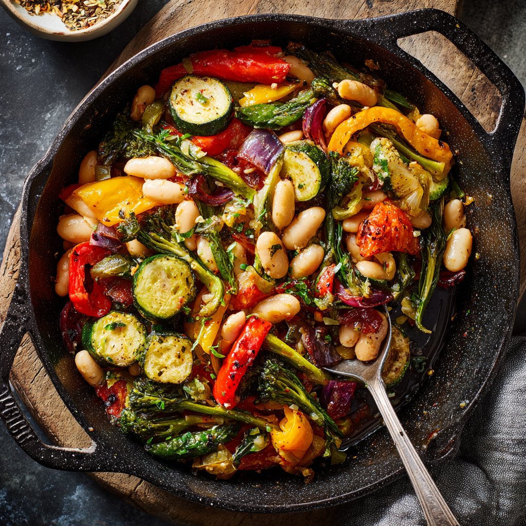 Roasted Veggie White Bean Skillet