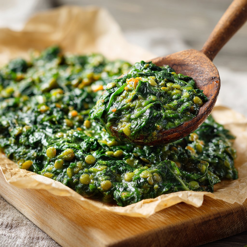 Creamy Spinach Garlic Lentils