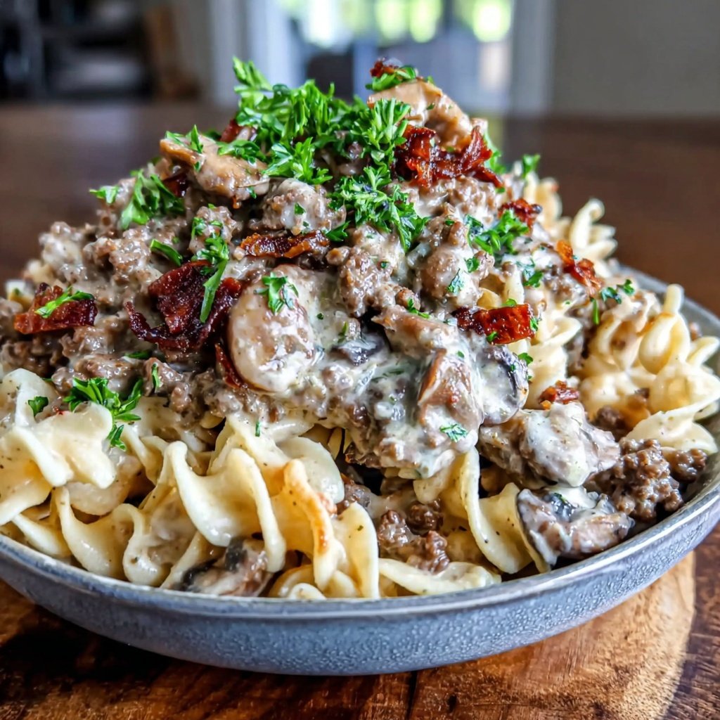 Ground Beef And Mushroom Stroganoff